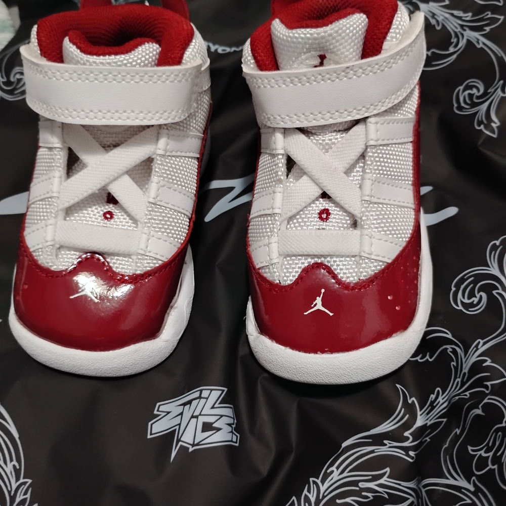 Jordan Kids Red and White Sneakers